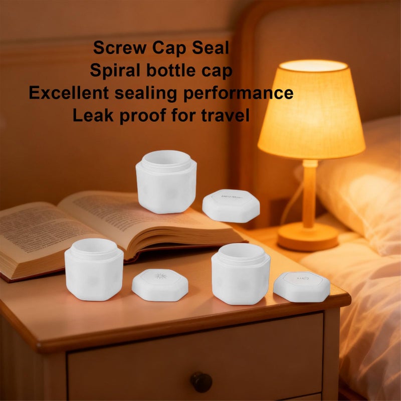 fosa 3 Pcs Magnetic Travel Capsules, Hexagonal Toiletry Containers with Screw Top Lids, 40ml Capacity for Lotion Shampoo Conditioner (White) - Image 2