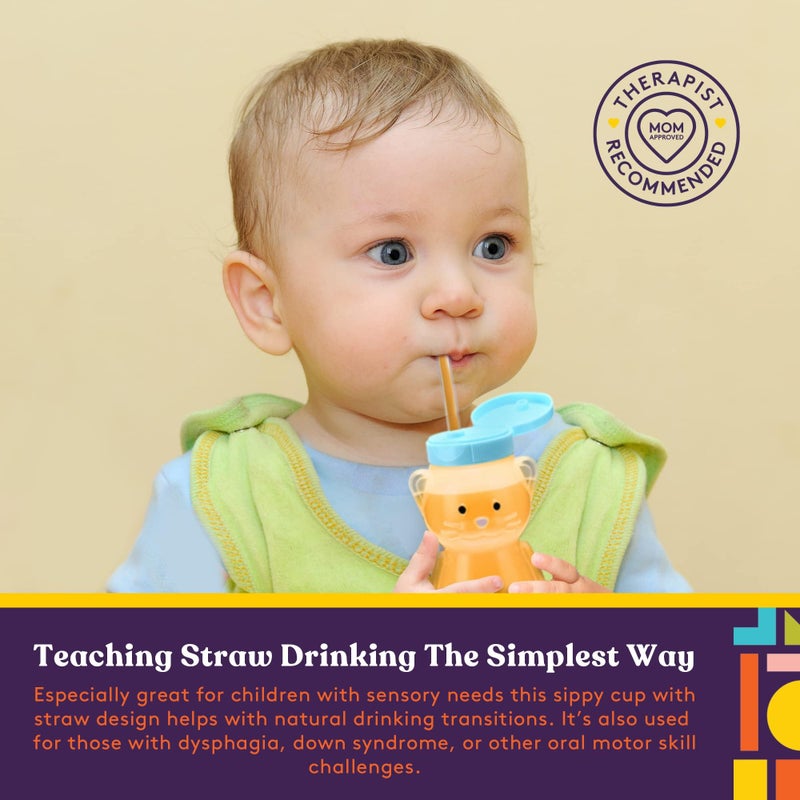 Special Supplies Honey Bear Straw Cup For Babies, 4-Pack, Fun Animal-Shaped Baby Led Weaning Training Drink for Straw Training and Weaning - Image 4