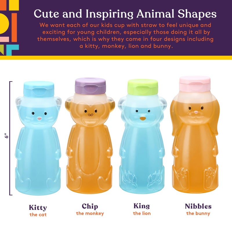 Special Supplies Honey Bear Straw Cup For Babies, 4-Pack, Fun Animal-Shaped Baby Led Weaning Training Drink for Straw Training and Weaning - Image 2