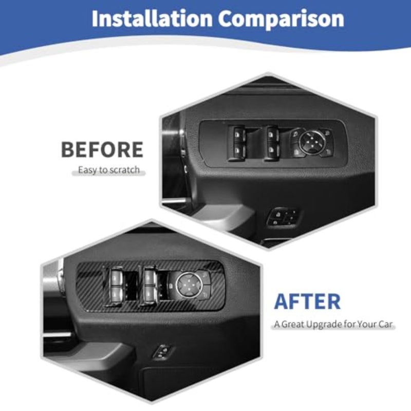 Window Control Switch Button Panel Trim Cover Window Lift Panel ABS Switch Trim Cover for Ford F150 Decoration Accessories 2015 UP Carbon Fiber - Image 2