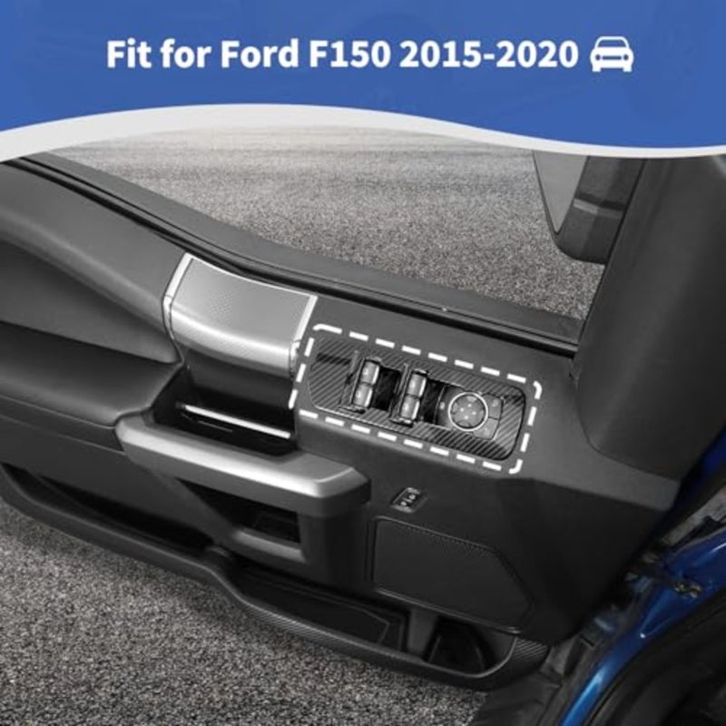 Window Control Switch Button Panel Trim Cover Window Lift Panel ABS Switch Trim Cover for Ford F150 Decoration Accessories 2015 UP Carbon Fiber - Image 4