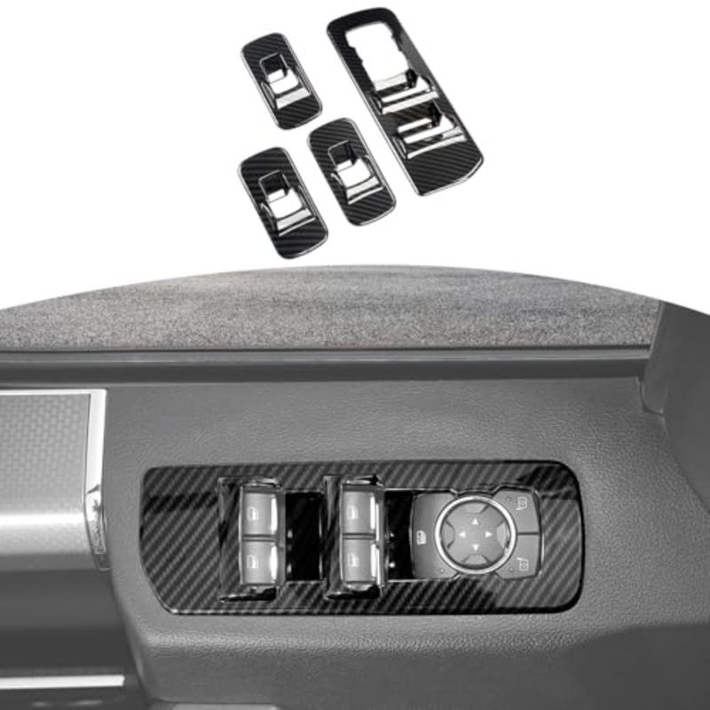 Window Control Switch Button Panel Trim Cover Window Lift Panel ABS Switch Trim Cover for Ford F150 Decoration Accessories 2015 UP Carbon Fiber - Image 1
