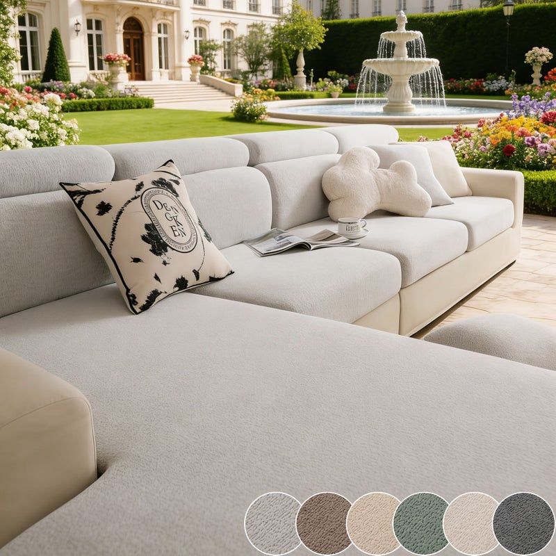 1 Piece Modern Stretch Elastic Sofa Cover For 3 Seater Khaki Cushion Protector Machine Washable Hand Washable Non Deforming Seat Cover Suitable For All Sofas - Image 1
