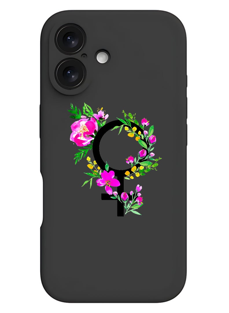 Theodor Protective Slim Fit Case Liquid Silicone Cover with Full Body Protection Anti-Scratch Shockproof Case For Apple iPhone 17 (Black) womens day floral - Image 1