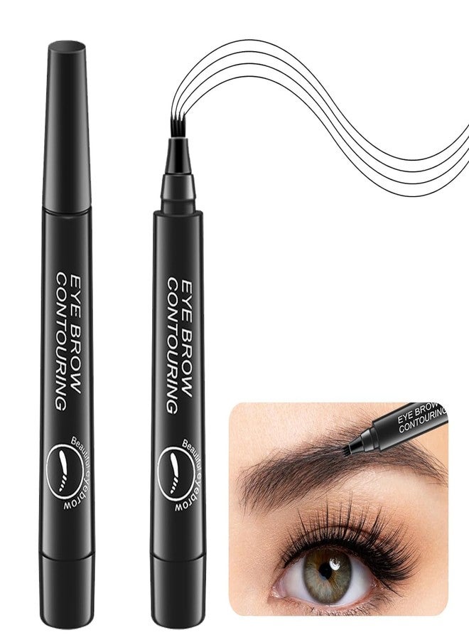 SOLDFLY New Eyebrow Pen with a 4 Micro-Fork Tip Creates Flawless Natural Looking Brows, Based on Clear Eyebrow Microblading Pen Waterproof, Long-Lasting, Sweat (Black) - Image 1