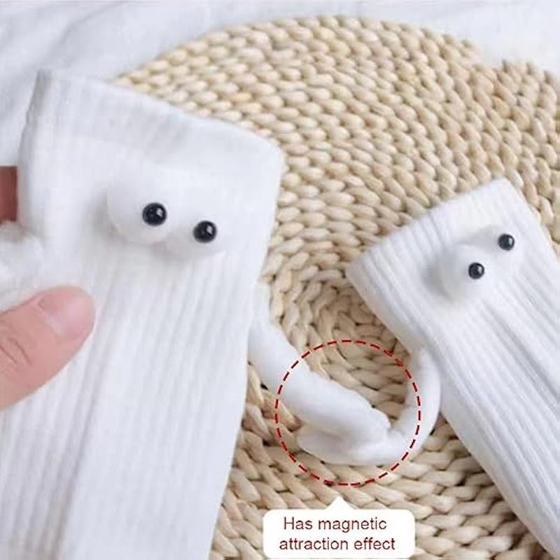 Magnetic Holding Hands Socks Funny Couple Tube Socks Friendship Gift for Men Women - Image 2