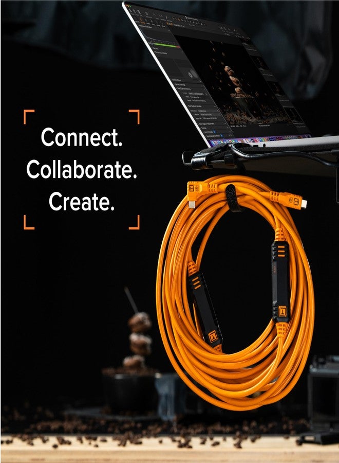 TETHER TOOLS TetherPro Optima 10Gbps Gen 2 USB-C, 6' (1.8m), Straight to Right, High-Visibility Orange| Not Compatible with Fuji GFX Models - Image 5