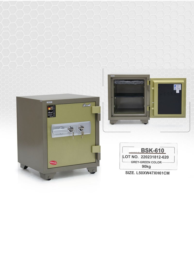KARNAK Karnak Metal Fire-resistant Safe Box Locker With Keys. Home Office, Hotel, Apartment, Office Building, Hospital, School, Sports Venues, Warehouse, Workshop BKS-610 Color Grey-Green 90KG  - Image 2