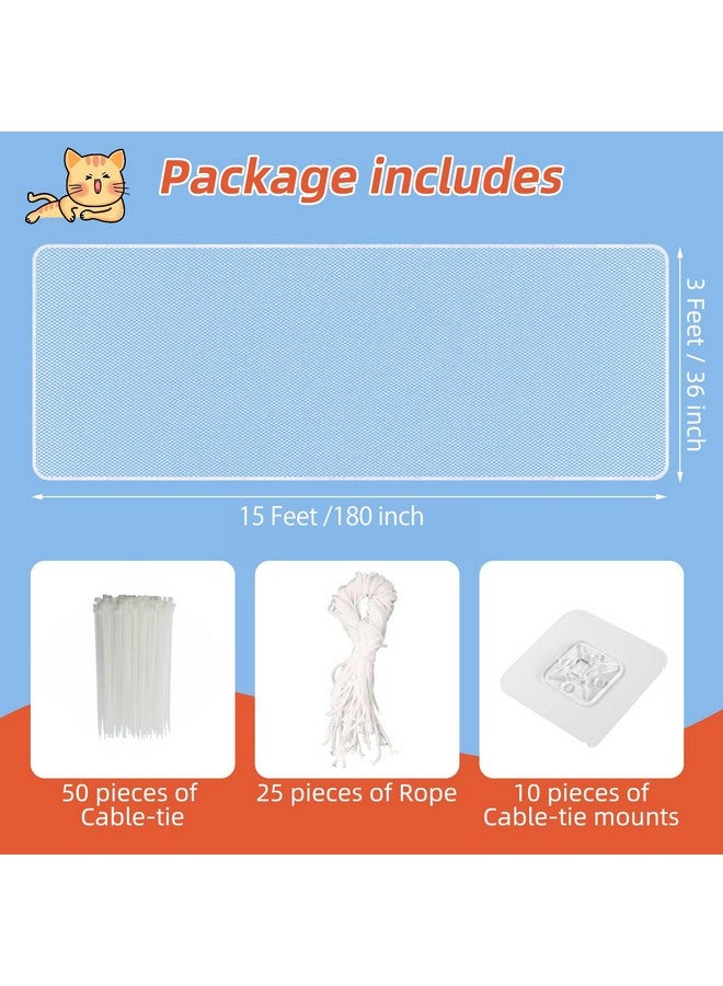 Dovesail Banister Guard 15 ft L x 3 ft H, Deck Safety Net for Baby Proofing, Balcony Mesh Netting, Stairway Deck Rail Mesh Netting for Child Safety,Pet Safety&Toy Safety-White - Image 2