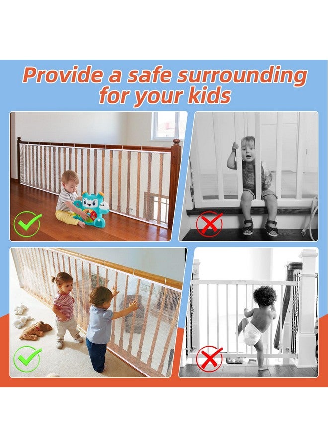 Dovesail Banister Guard 15 ft L x 3 ft H, Deck Safety Net for Baby Proofing, Balcony Mesh Netting, Stairway Deck Rail Mesh Netting for Child Safety,Pet Safety&Toy Safety-White - Image 3