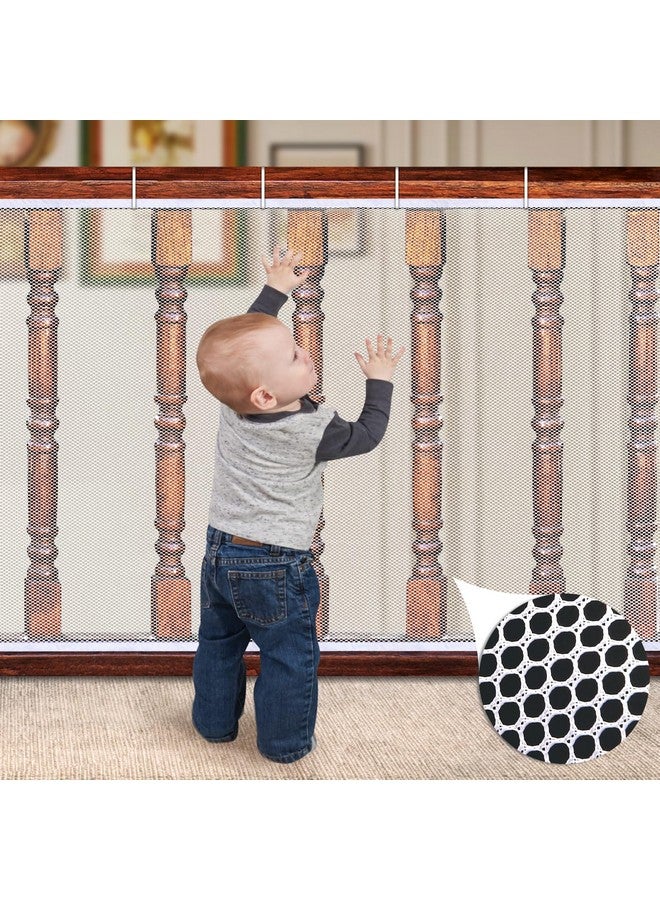 Dovesail Banister Guard 15 ft L x 3 ft H, Deck Safety Net for Baby Proofing, Balcony Mesh Netting, Stairway Deck Rail Mesh Netting for Child Safety,Pet Safety&Toy Safety-White - Image 1