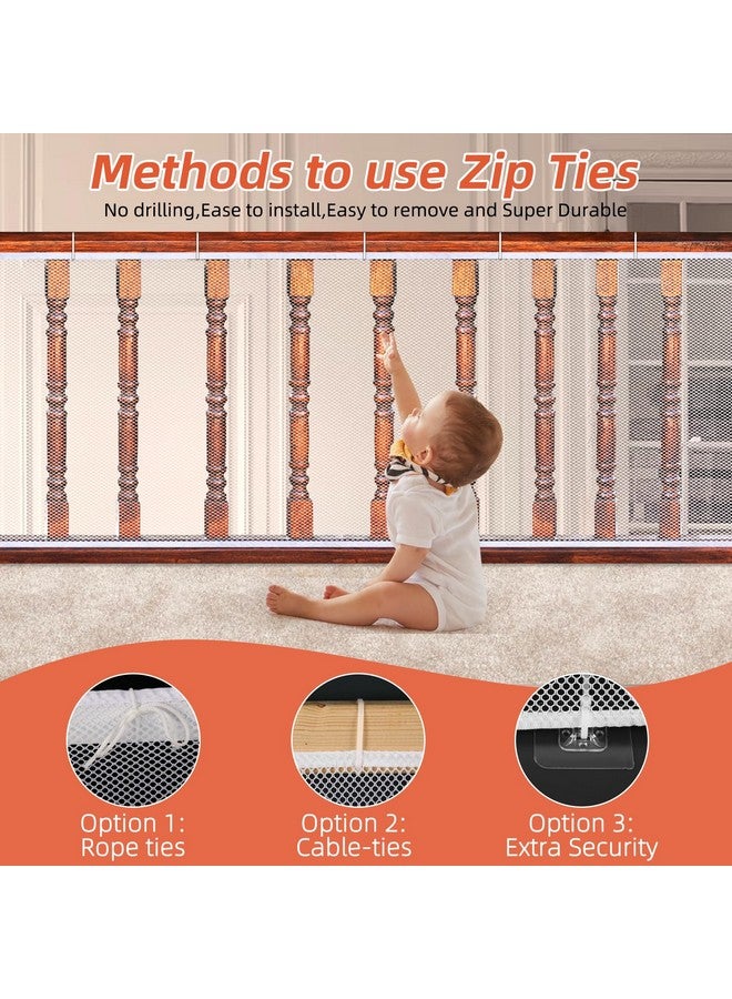 Dovesail Banister Guard 15 ft L x 3 ft H, Deck Safety Net for Baby Proofing, Balcony Mesh Netting, Stairway Deck Rail Mesh Netting for Child Safety,Pet Safety&Toy Safety-White - Image 5
