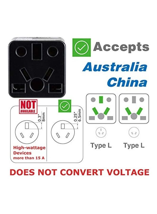 Road Warrior US Plug Adapter, EU/UK/CN/AU/India to USA (Type A) Plug Adapter, 2-Prong Travel Converter for North America Outlets, 13A, Black (1-Pack) (6) - Image 2