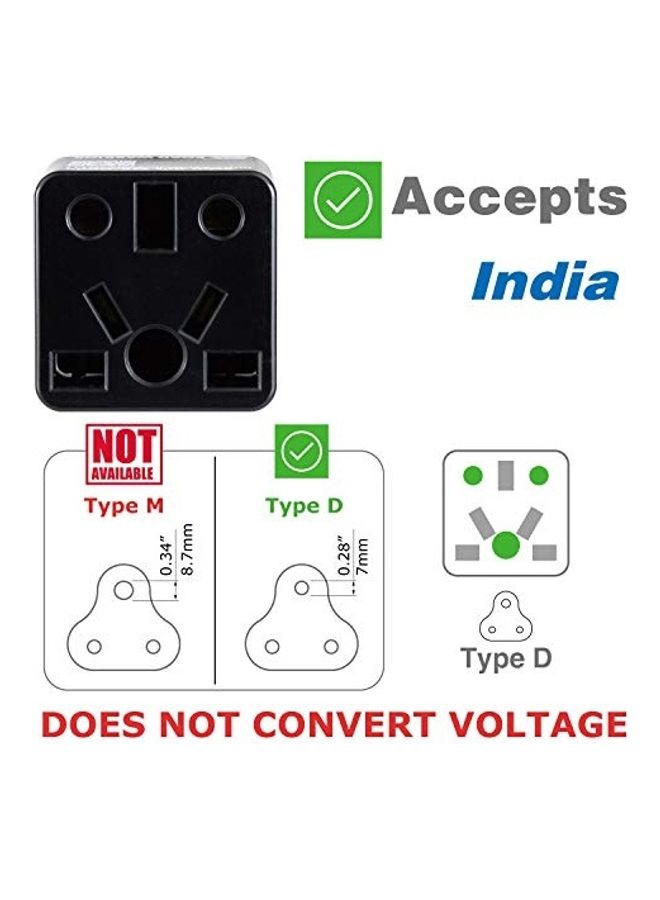 Road Warrior US Plug Adapter, EU/UK/CN/AU/India to USA (Type A) Plug Adapter, 2-Prong Travel Converter for North America Outlets, 13A, Black (1-Pack) (6) - Image 3