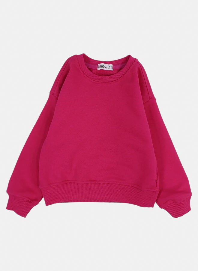 اوركيدز سويت شيرت قطن سادة للبنات – فوشيا - Image 1