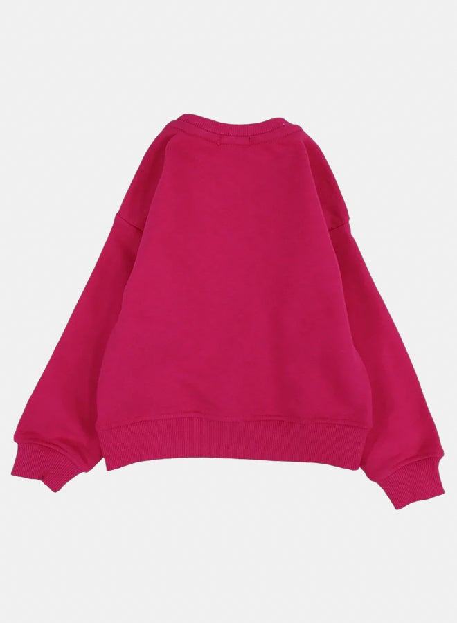 اوركيدز سويت شيرت قطن سادة للبنات – فوشيا - Image 2