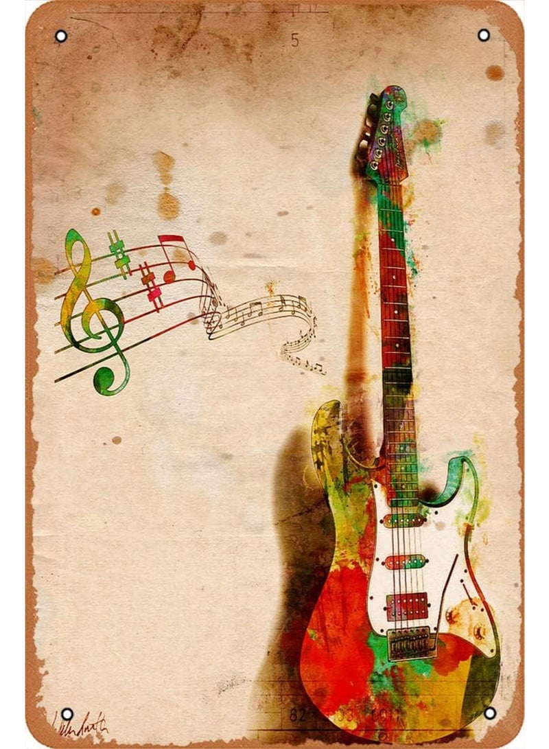 ALCOACH Vintage Guitar Art Canvas – Symphony of Music & Colors - Image 2