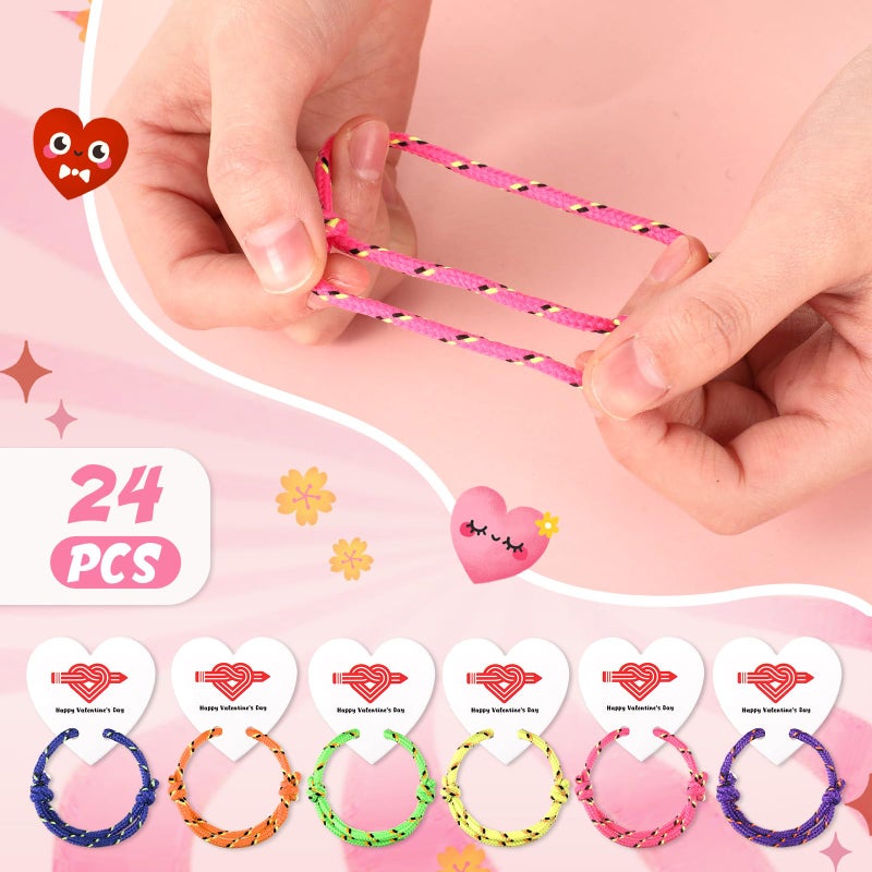 Kenning 24 Packs Class Valentines Day Gifts, Knot Friendship Bracelets with Cards Valentines Party Favors for Students from Teacher Classroom Exchange Gifts Bulk - Image 3