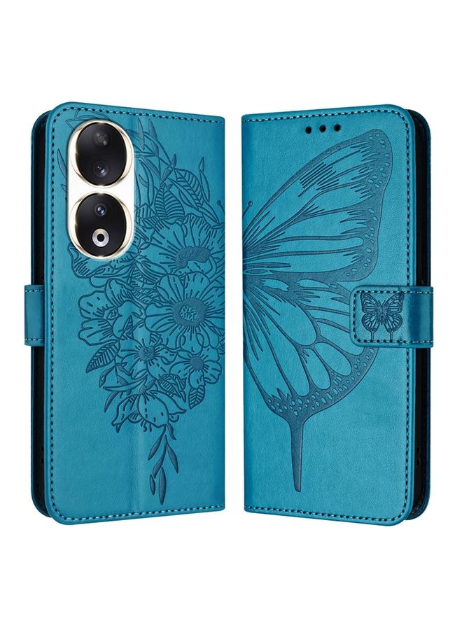 زبون جراب هاتف Honor 90 من الجلد المنقوش بنقشة الفراشة - Image 1