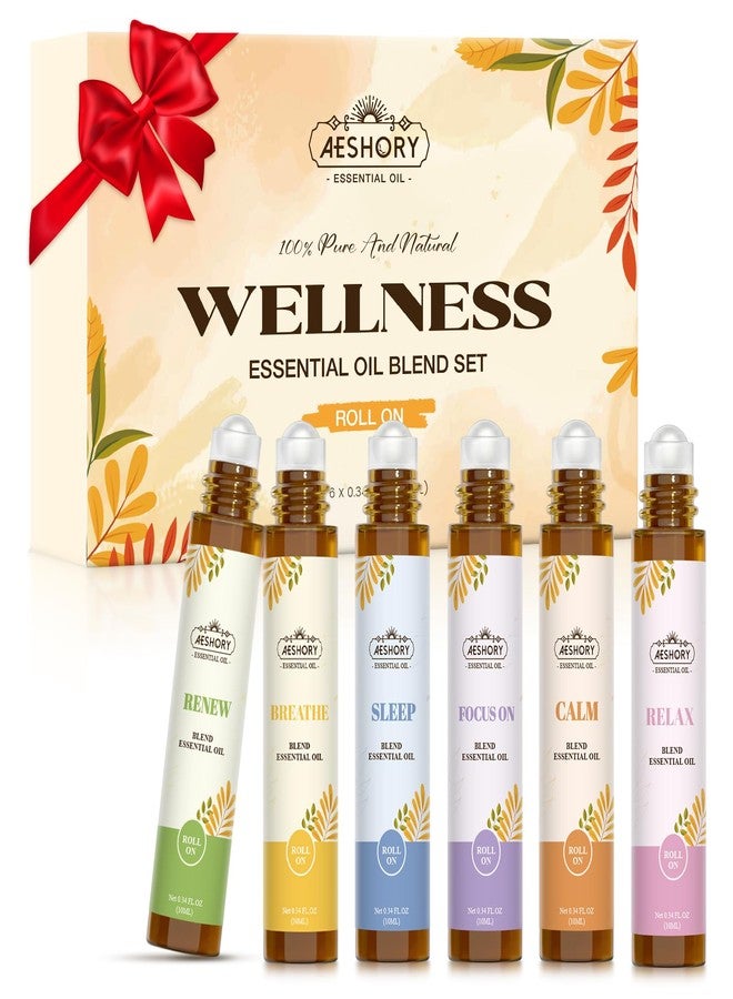 Aeshory Essential Oils Roll On Set,Valentines Day Gifts for Her(Calm, Relax, Breathe, Focus on, Sleep, Renew), Natural Aromatherapy Oil Blend Kit with Roller Ball for Massage, Body Skin Care, Relaxation Gift - Image 1