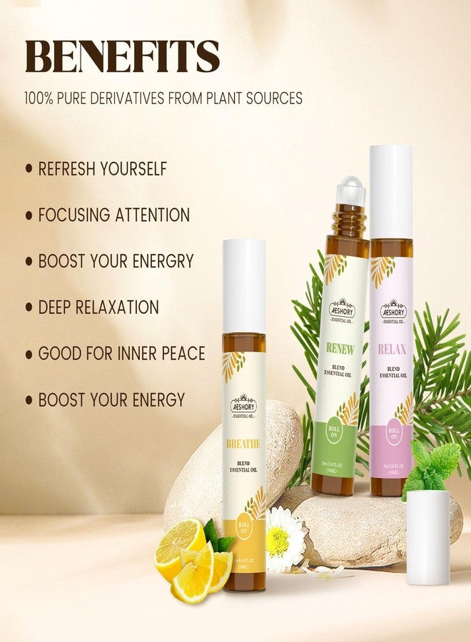 Aeshory Essential Oils Roll On Set,Valentines Day Gifts for Her(Calm, Relax, Breathe, Focus on, Sleep, Renew), Natural Aromatherapy Oil Blend Kit with Roller Ball for Massage, Body Skin Care, Relaxation Gift - Image 4