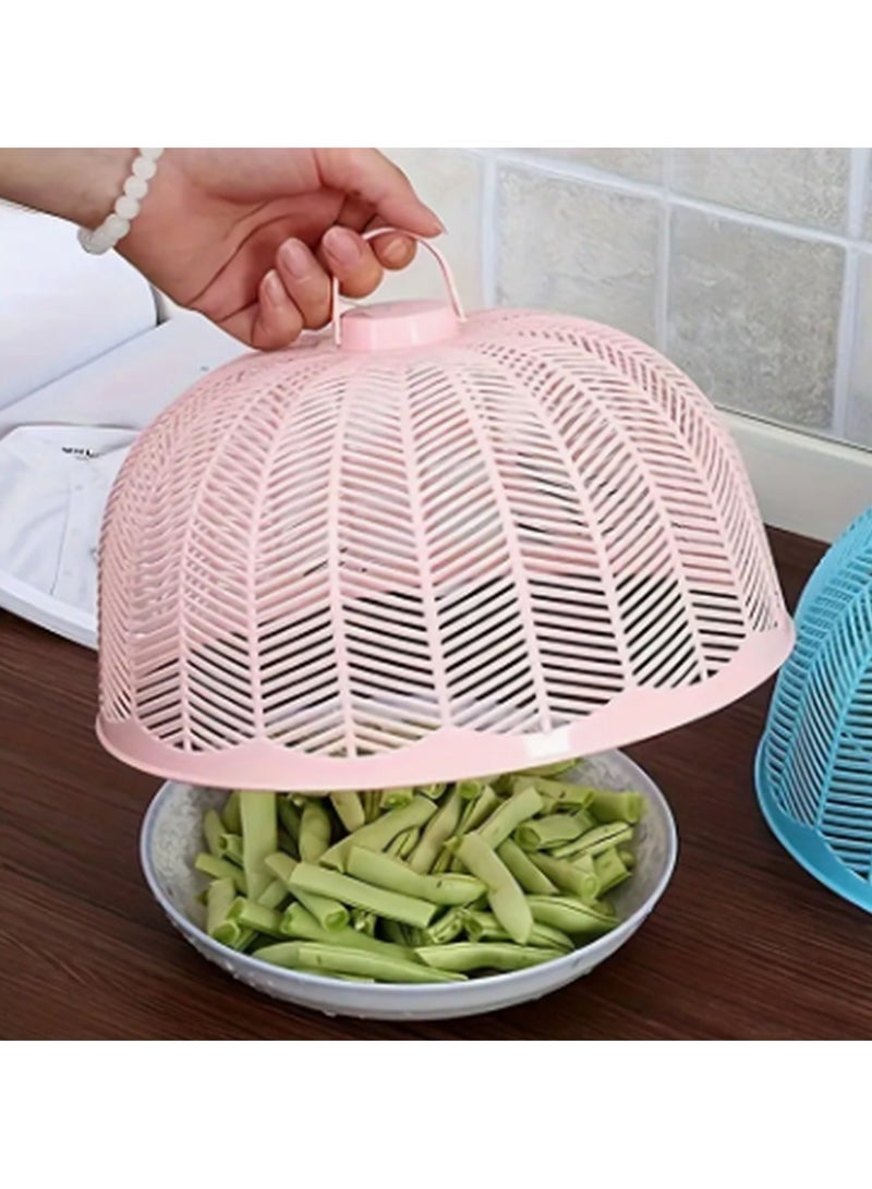 Food Net Cover, Eco-Friendly Premium Plastic Table Cover Meal cover Kitchen Fly-Proof Insect-Proof Dish Cover Round Cover Dish Cover Food Cover Pink Color 1pc - Image 1