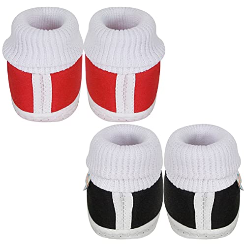 Neska Moda Set Of 2 Pair Unisex Baby Booties for 6 to 12 Months (Red,Black) - Image 4
