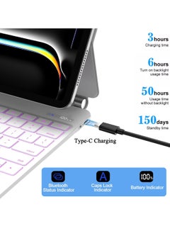QPHWHFQ Magic Keyboard for iPad Air 13 inch(M3,2025 / M2,2024) and iPad Pro 12.9 Inch(6th/5th/4th/3rd Gen), Wireless Magnetic iPad Keyboard Case, Multi-Touch Trackpad, Backlit Keys, English  - Image 5