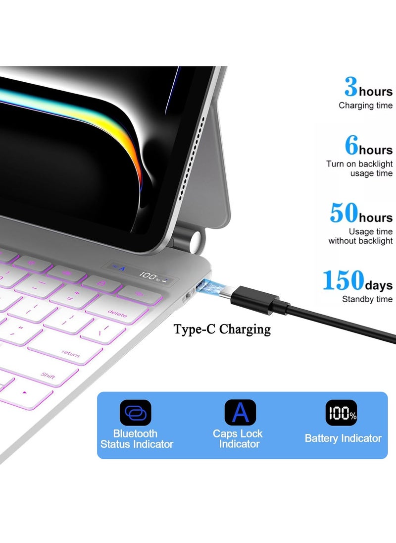 QPHWHFQ - Magic Keyboard for iPad Air 13 inch(M3,2025 / M2,2024) and iPad Pro 12.9 Inch(6th/5th/4th/3rd Gen), Wireless Magnetic iPad Keyboard Case, Multi-Touch Trackpad, Backlit Keys, English - Image 1