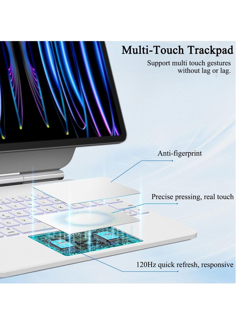 QPHWHFQ - Magic Keyboard for iPad Air 13 inch(M3,2025 / M2,2024) and iPad Pro 12.9 Inch(6th/5th/4th/3rd Gen), Wireless Magnetic iPad Keyboard Case, Multi-Touch Trackpad, Backlit Keys, English - Image 1