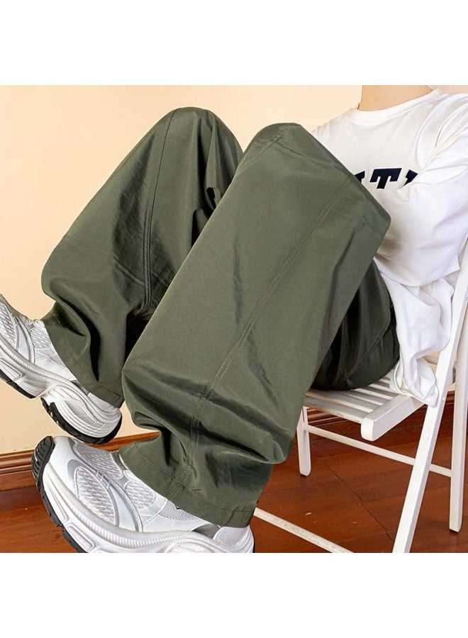 Izexx Men's Jeans, Summer Trendy Loose Straight-leg Curved Knife Pants, American High Street Wide-leg Casual Trousers, Hk85 Green, Size M - Image 2
