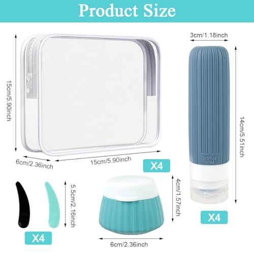 MAYCREATE® 8Pcs Travel Bottles 90ml /40ml Silicone Toiletries Bottles Face Cream Jars Bottle Leakingproof Refillable - Image 2