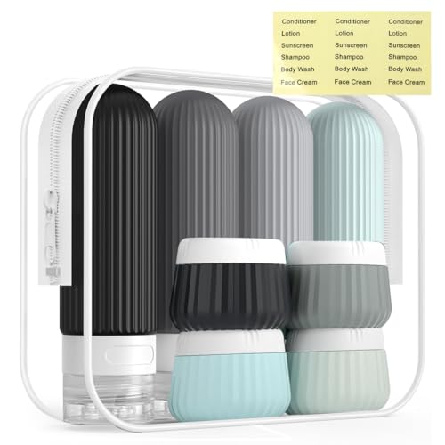 MAYCREATE® 8Pcs Travel Bottles 90ml /40ml Silicone Toiletries Bottles Face Cream Jars Bottle Leakingproof Refillable - Image 1
