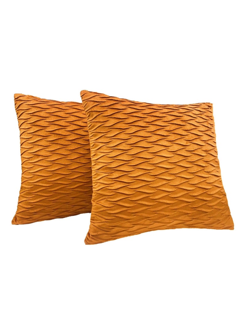 Velvet Sofa Decorative Cushion Pillowcase 2 Pcs Set (No Inserts Include) Soft Modern Style Suitable for Home Decoration Such as Car Sofas Beds Benches Etc(18 * 18 Inch) (Brown)  - Image 1