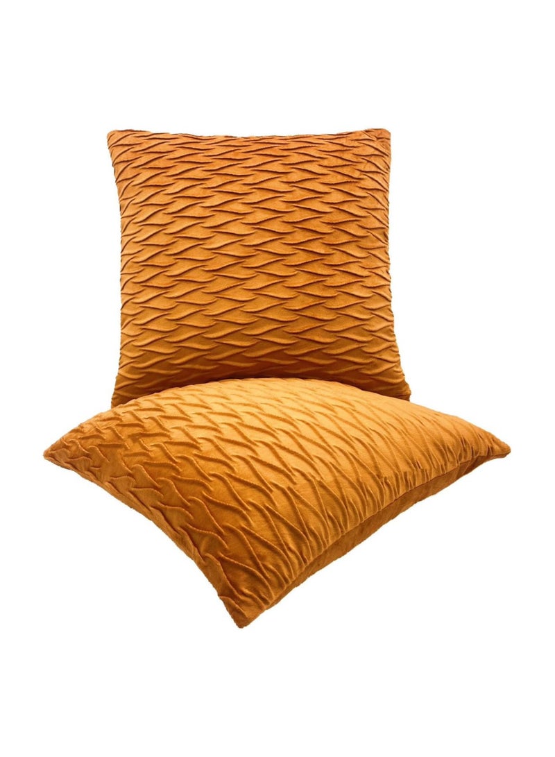 Velvet Sofa Decorative Cushion Pillowcase 2 Pcs Set (No Inserts Include) Soft Modern Style Suitable for Home Decoration Such as Car Sofas Beds Benches Etc(18 * 18 Inch) (Brown)  - Image 4