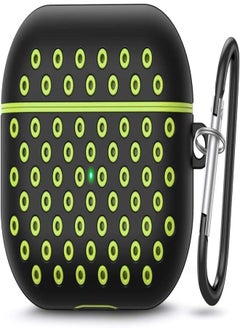 Case Compatible with AirPods 3 Wireless | Soft Silicone, Waterproof cover with Keychain for Boys, Girls, Kids | Funky Cool Airpod Case, Multi Colour Spotty Design For Airpods 3rd Gen (Black & Green)