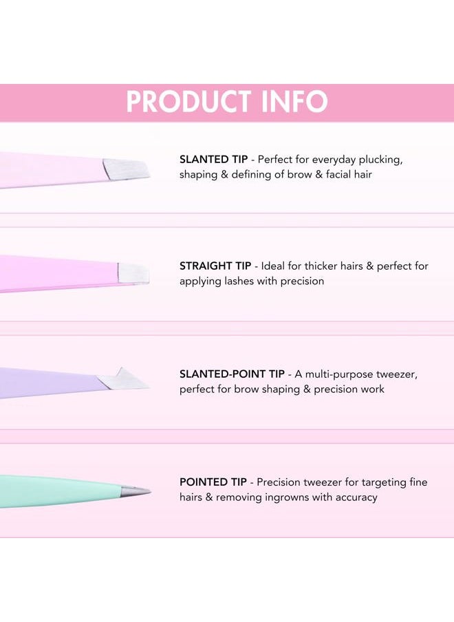 Brushworks HD 4 Piece Combination Tweezer Set - Pastels  - Image 3
