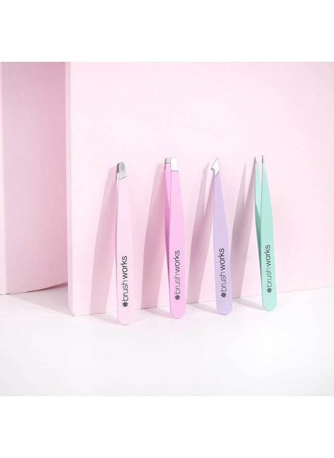 Brushworks HD 4 Piece Combination Tweezer Set - Pastels  - Image 4