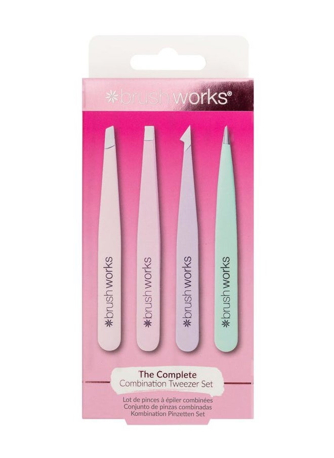 Brushworks HD 4 Piece Combination Tweezer Set - Pastels  - Image 1