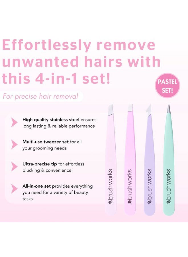 Brushworks HD 4 Piece Combination Tweezer Set - Pastels  - Image 2
