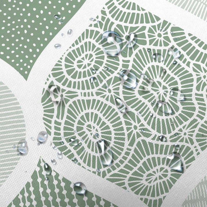 JAWO JAWO Green and Grey Camper RV Shower Curtain for Travel Trailer Bathroom  Mint Green Retro Bohemian Geometric Camping Small Narrow Fabric Shower Curtains Set  Happy Camp Decor Accessories 47X64 in - Image 3