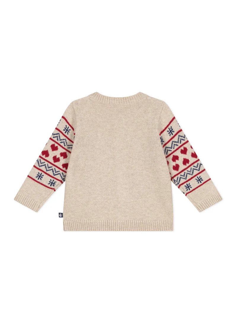 Petit Bateau Babies' knitted cardigan with a wool content