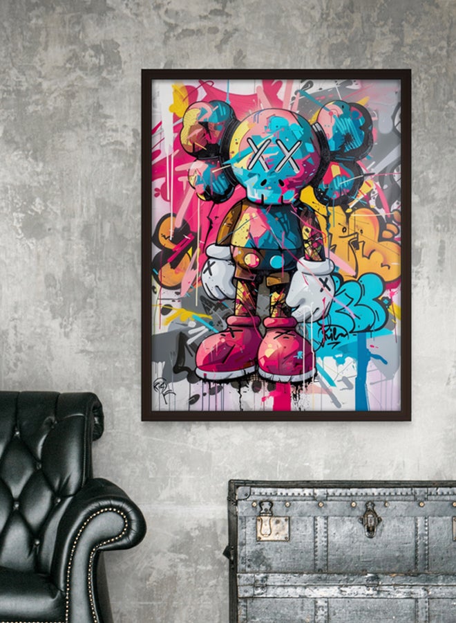 Art Decor Art Decor Colorful KAWS Graffiti Street Art Framed Print Portrait Art Modern Art Wall Art Wall Décor for Living Room Bedroom Home Office Gifting  - Image 1