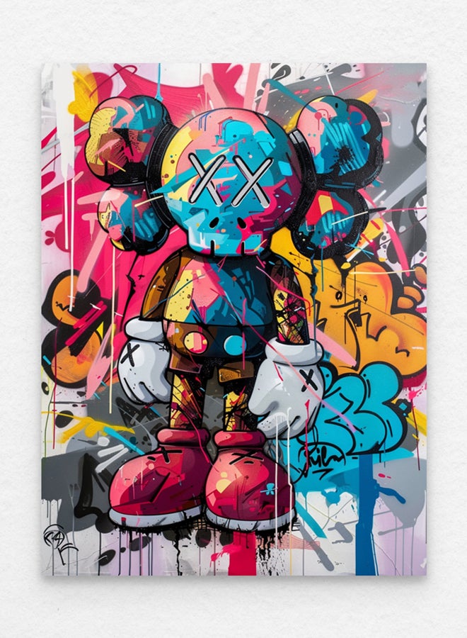 Art Decor Art Decor Colorful KAWS Graffiti Street Art Framed Print Portrait Art Modern Art Wall Art Wall Décor for Living Room Bedroom Home Office Gifting  - Image 3