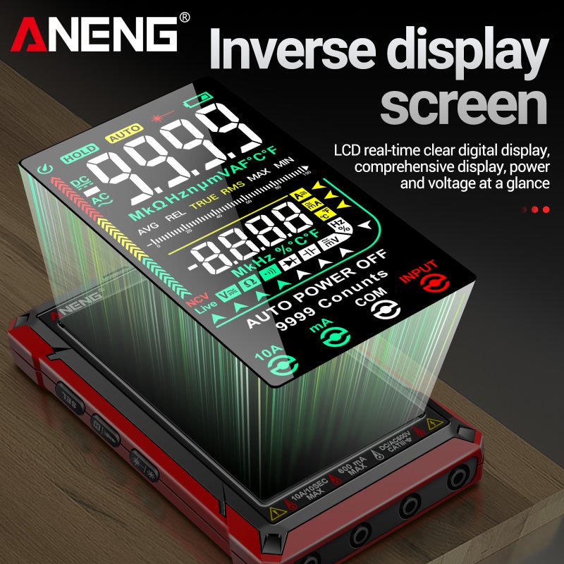 Red Digital Multimeter: NCV Voltage Sensing - Inverse Display Screen Smart Multimeter for Professional Electrical Inspection & Night Maintenance - Image 5