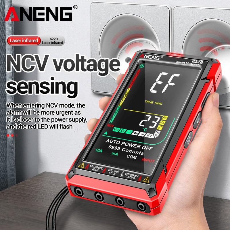 Red Digital Multimeter: NCV Voltage Sensing - Inverse Display Screen Smart Multimeter for Professional Electrical Inspection & Night Maintenance - Image 3