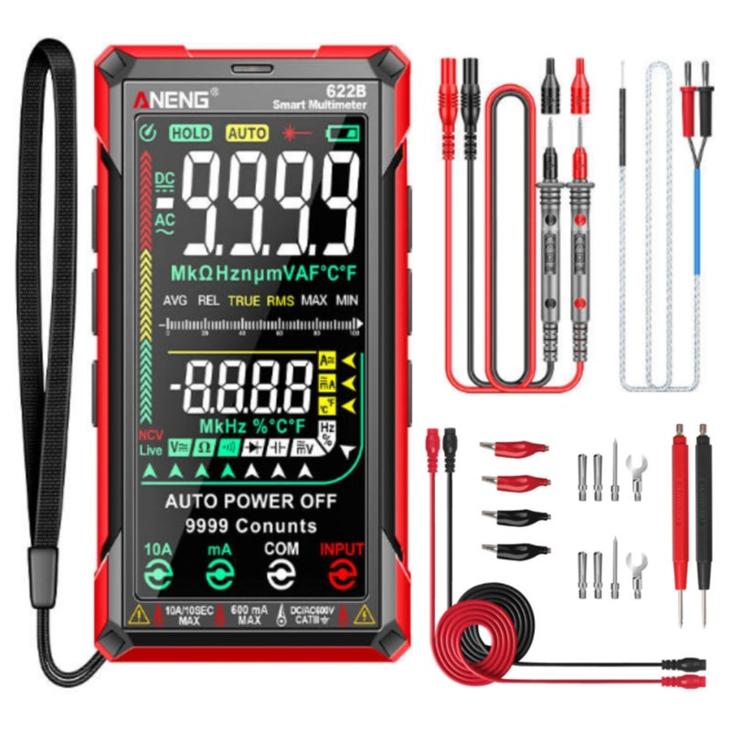 Red Digital Multimeter: NCV Voltage Sensing - Inverse Display Screen Smart Multimeter for Professional Electrical Inspection & Night Maintenance - Image 1