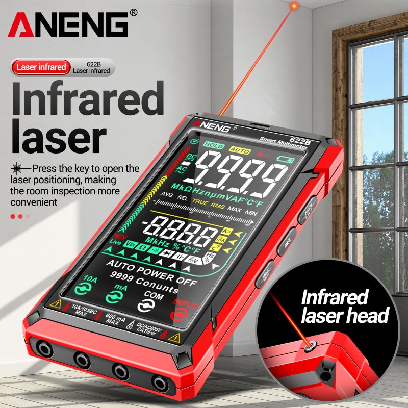 Red Digital Multimeter: NCV Voltage Sensing - Inverse Display Screen Smart Multimeter for Professional Electrical Inspection & Night Maintenance - Image 4
