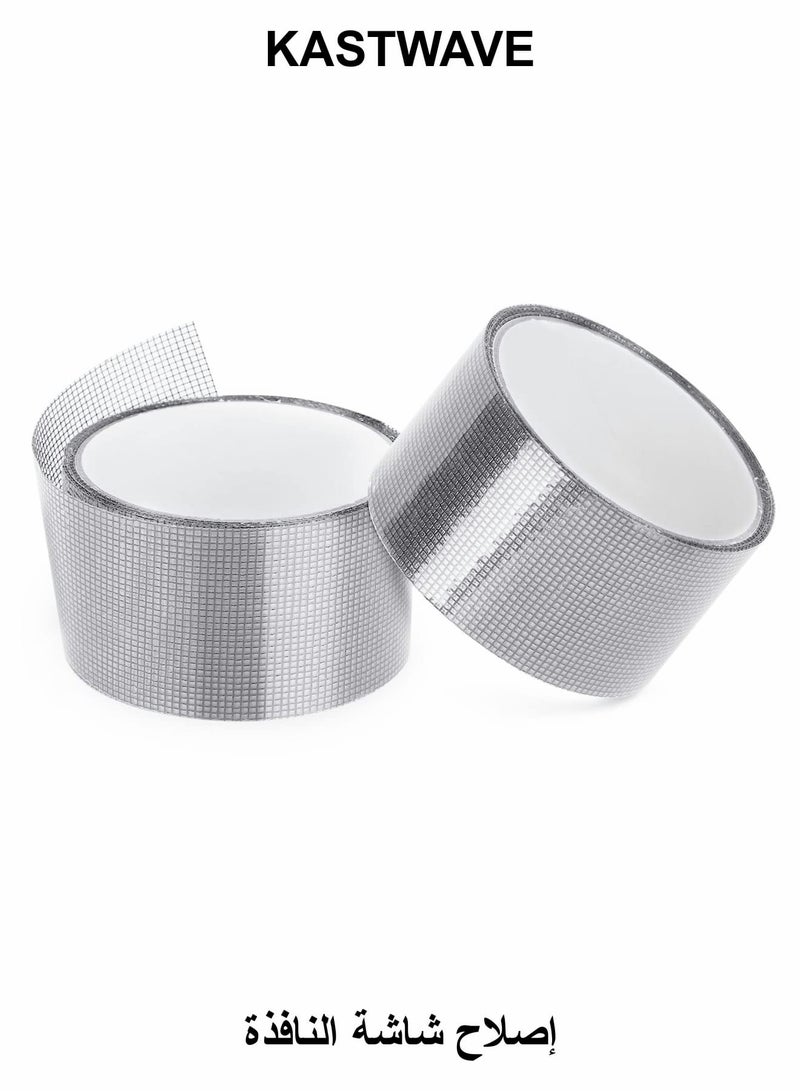 KASTWAVE Window Screen Repair Kit, 2 Pcs Strong Adhesive & Waterproof Fiberglass Covering Mesh Tape - Image 1