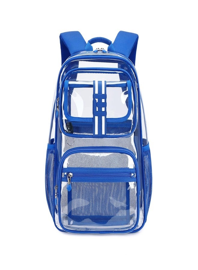 Cusangel Clear Large Backpack for School,16in Heavy Duty Clear BookBag,TPU Large Capacity See Through Backpack for Stadiums,Concerts,Plastic transparente para mujer for 8Age+ Boys Girls(blue) - Image 1